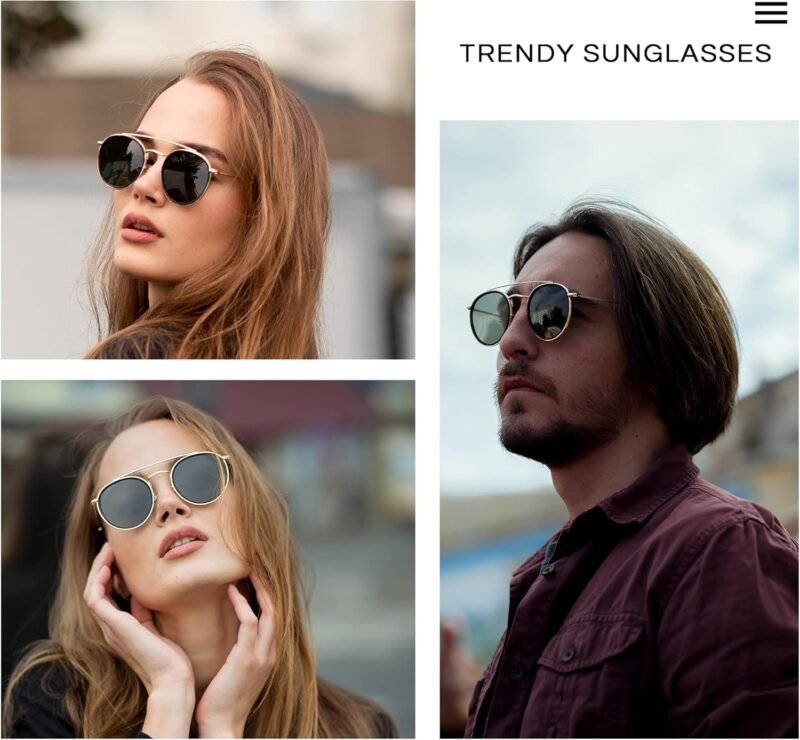 Carsbyvictor Sunglasses Round  Small Polarized Round Sunglasses for Women Vintage Double Bridge Frame