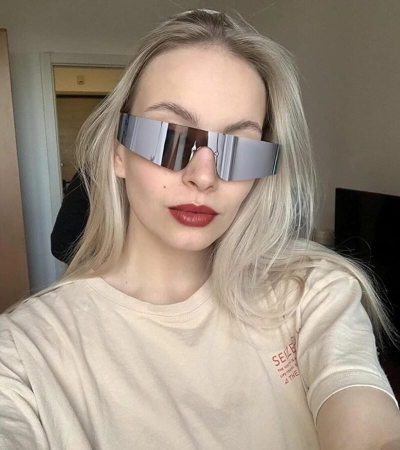 71gSADyoK0L._AC_SL1500 Carsbyvictor Sunglasses Wraparound Y2K Rimless Futuristic Wrap Around Sunglasses Women Men, Trendy Cyberpunk Visor Sunglasses Monoblock Cyclops Shades