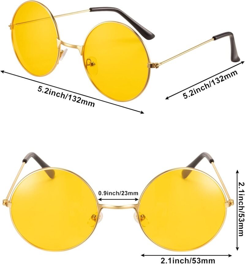 Carsbyvictor Sunglasses Round 12 Pairs 60s 70s Hippie Circle Sunglasses for Women Men Retro Hippie Glasses Round Tinted Lens Sunglasses Pack Vintage Hipster Small Hippie Eyewear for Men Women Masquerade Costumes Party Gifts