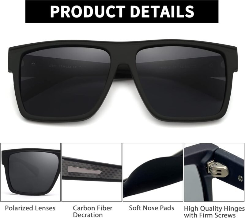 Carsbyvictor Sunglasses Square  Polarized Sunglasses Men Women Flat Top Square UV400 Glasses for Driving Fishing Hiking Golfing