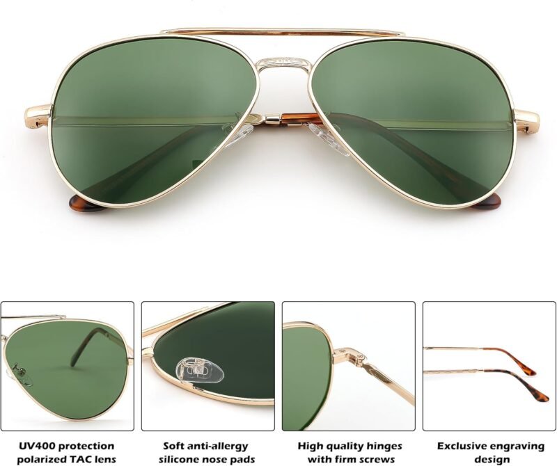 Carsbyvictor Sunglasses  Womens,  Polarized Men, Classic Metal Frame Pilot Shades B9113