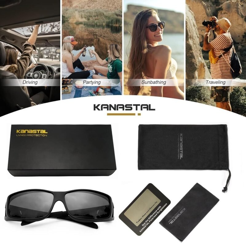 Carsbyvictor Sunglasses Wraparound Fit Over Glasses for Men Women, Polarized, UV400 Protection, Wrap Around Sunglasses