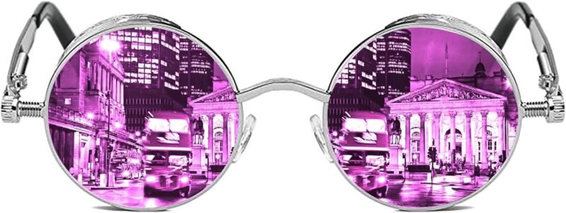 Carsbyvictor Sunglasses Round  Gothic Steampunk Round Polarized UV400 Protection Sunglasses Unisex Street Outdoor