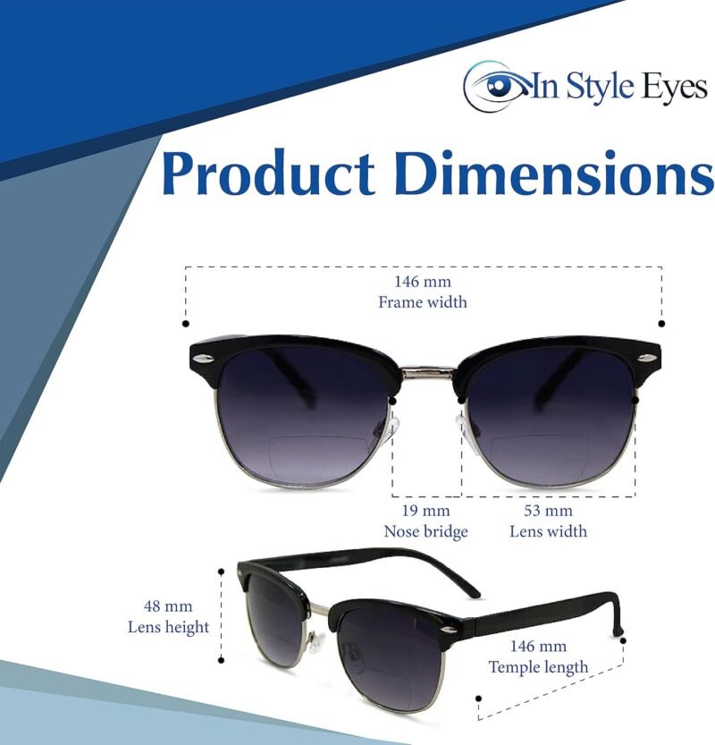 Carsbyvictor Sunglasses Browline  Reading Sunglasses – Semi-rimless Browline Frame Reader Glasses, Non-Polarized Aspheric Lens