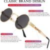 Carsbyvictor Sunglasses Round  Round Steampunk Sunglasses Circle Lennon Hippie Glasses Metal Frame 100% UV Blocking Lens