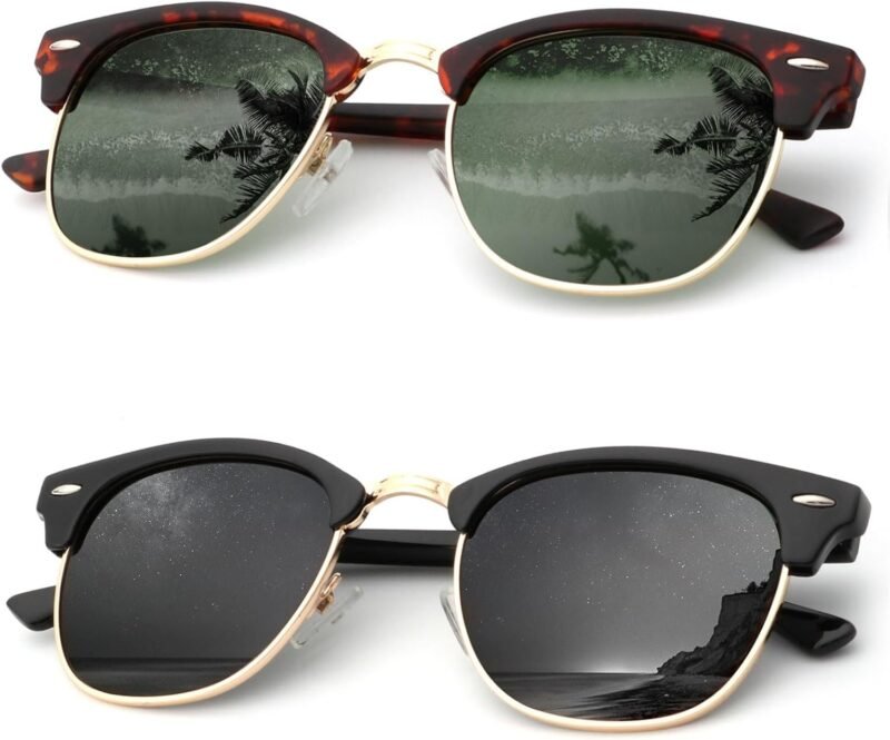 Carsbyvictor Sunglasses Browline Sunglasses Men Polarized for Mens and Women Unisex Sun Glasses for Driving UV Protection