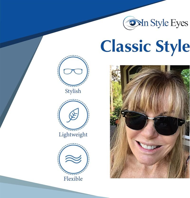 Carsbyvictor Sunglasses Browline Reading Sunglasses – Semi-rimless Reader Glasses, Browline Frame – Non-Polarized Lens