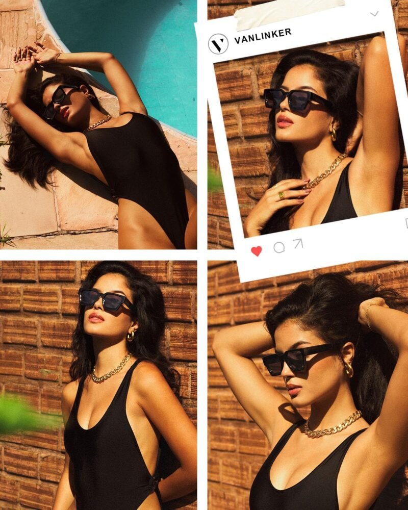 Carsbyvictor Sunglasses Square  Thick Square Sunglasses for Men Women Retro Chunky Rectangle Shades UV400 Protection VL9731