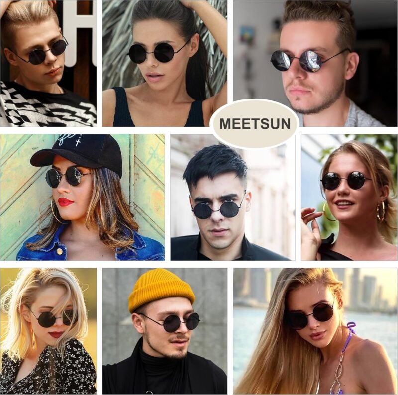 Carsbyvictor Sunglasses Round  Small Round Sunglasses Polarized for Men Women Retro Vintage Circle Hippie Sun Glasses UV400