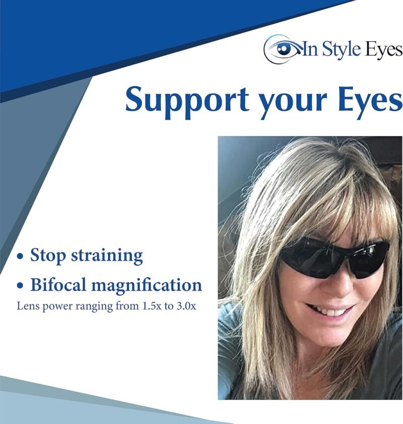 Carsbyvictor Sunglasses Browline Wrap Around Bifocal Reading Sunglasses – Semi-rimless, Browline Frame – Polarized Lens