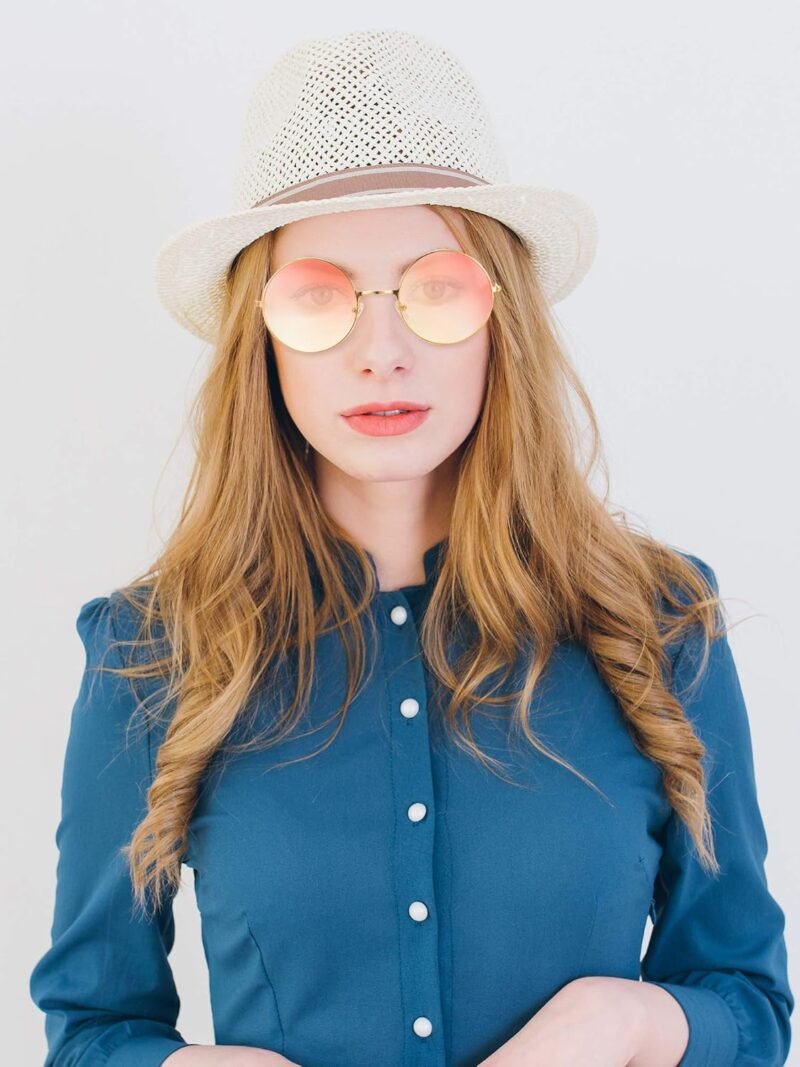 Carsbyvictor Sunglasses Round 12 Pairs 60s 70s Hippie Circle Sunglasses for Women Men Retro Hippie Glasses Round Tinted Lens Sunglasses Pack Vintage Hipster Small Hippie Eyewear for Men Women Masquerade Costumes Party Gifts