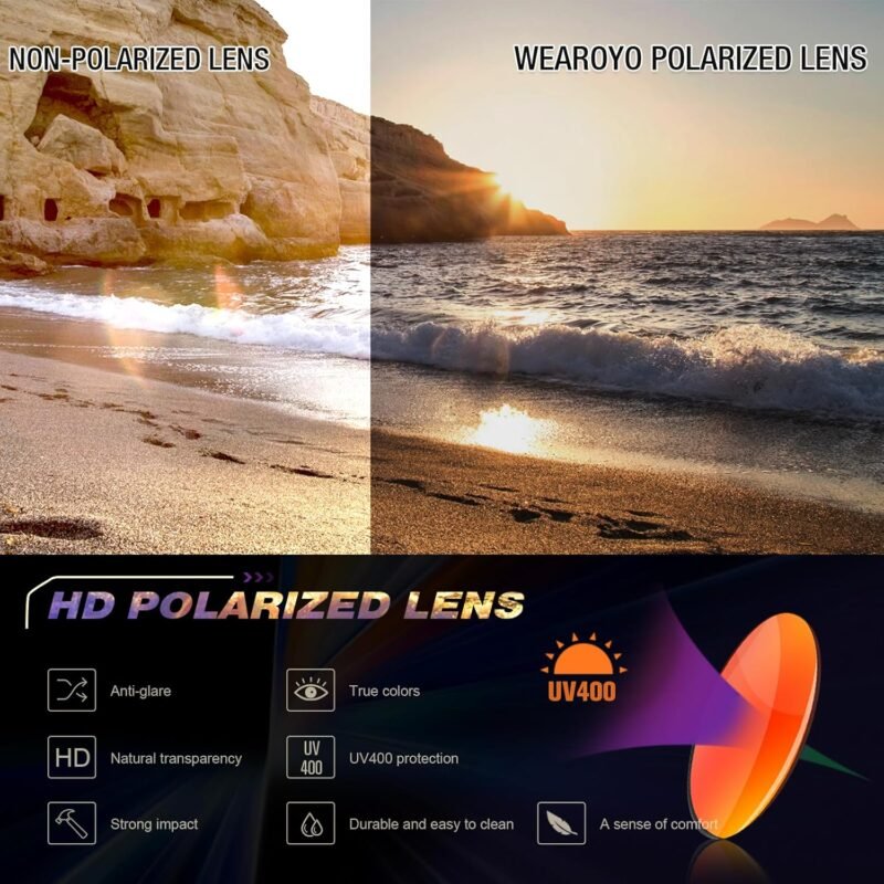 Carsbyvictor Sunglasses Polarized Sunglasses Wayfarerfor Men Women with Wood Temples,Retro Dark Lenses Driving Fishing UV400 Protection