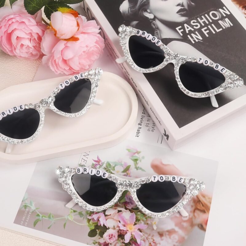 Carsbyvictor Sunglasses Cat EyeBride Sunglasses for Bachelorette White Heart Glasses for Bride to Be Gift, Bachelorette Accessories Party Favors