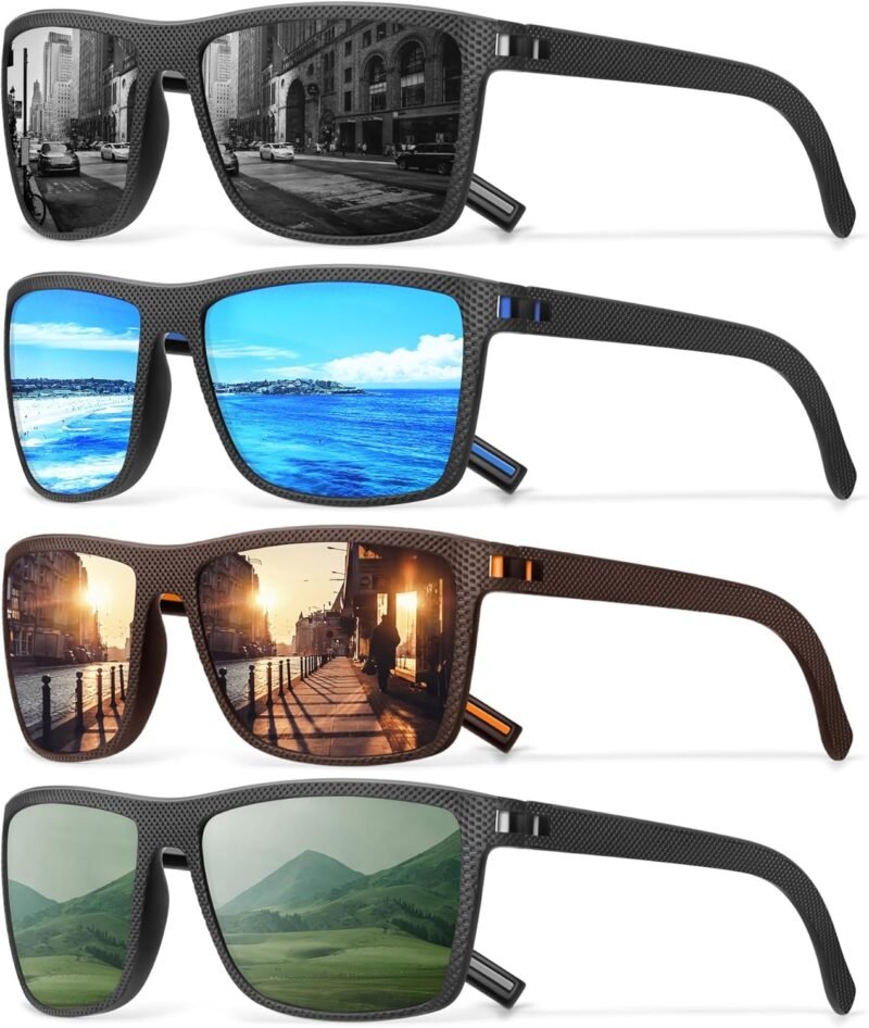 Carsbyvictor Sunglasses Square Polarized Sunglasses Wayfarerfor Men Vintage Style Driving Travel Sun Glasses Lightweight Frame UV Protection Goggles