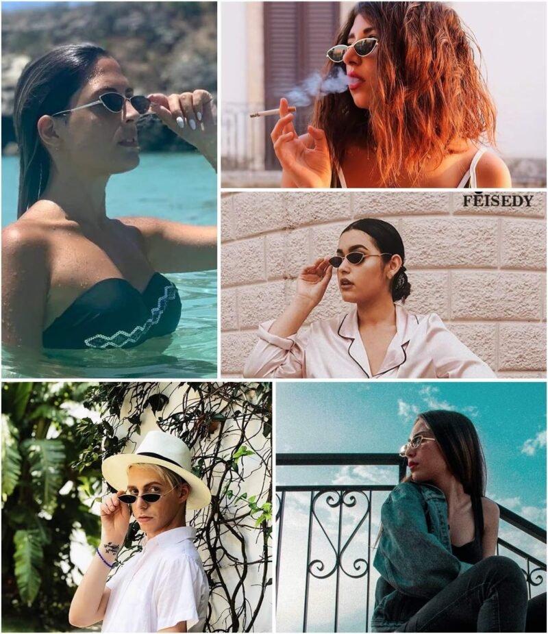 Carsbyvictor Sunglasses Cat Eye Fashion Designer Sunglasses  Small Petals Shape Arc Temple Design B2298