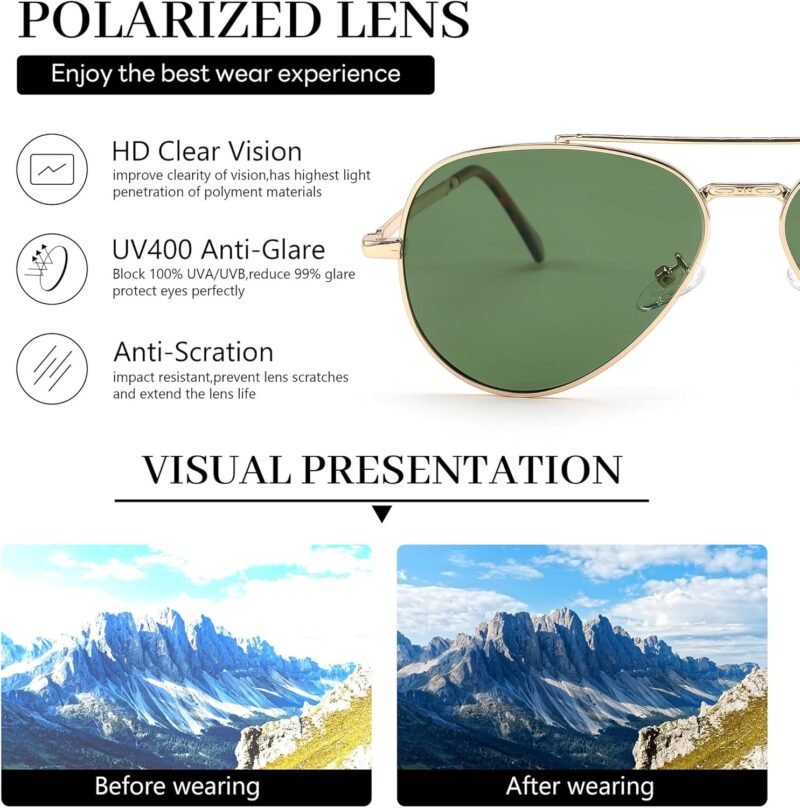 Carsbyvictor Sunglasses  Womens,  Polarized Men, Classic Metal Frame Pilot Shades B9113