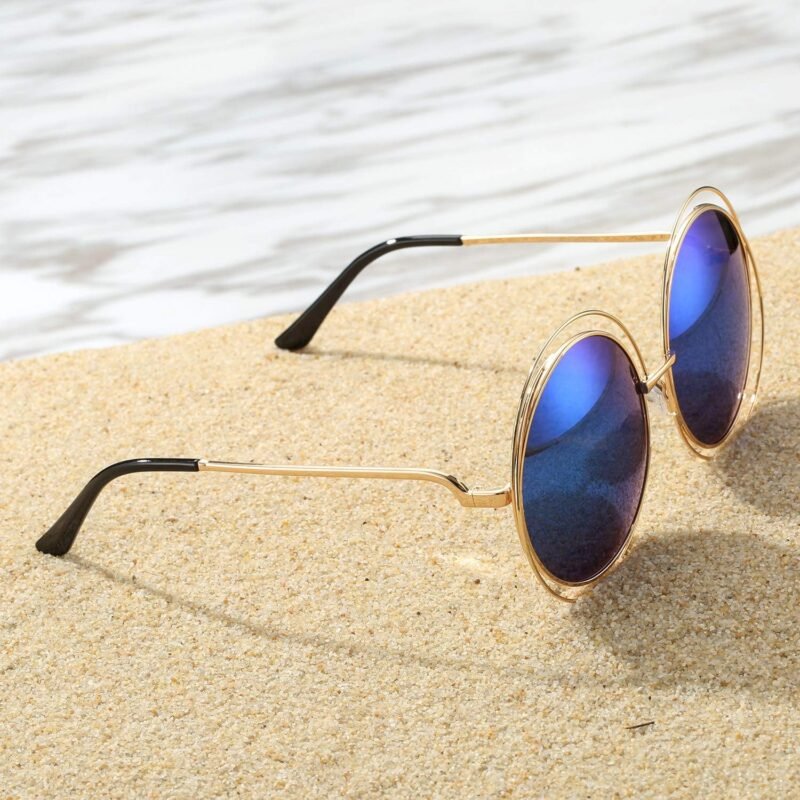 Carsbyvictor Sunglasses Round Pro Women’s Double Circle Metal Wire Frame Oversized Round Sunglasses