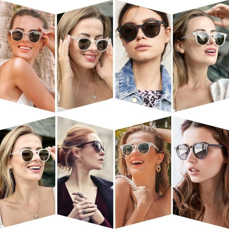 Carsbyvictor Sunglasses Browline   Polarized Round Sunglasses for Women Classic Retro Design Womens Trendy Style UV Protection Small Lens