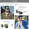 Carsbyvictor Sunglasses Lightweight Rectangular Men’s Sunglasses and Military Style Polarized Pilot  Sunglasses