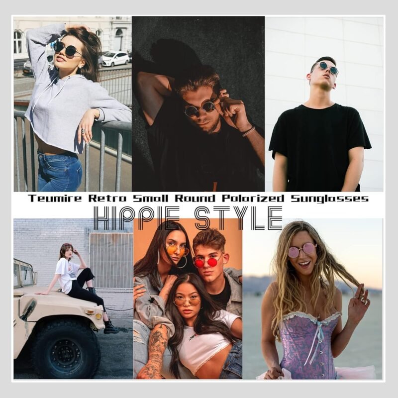 Carsbyvictor Sunglasses Round Trendy Small Round Polarized Sunglasses for Men Women Circle Hippie Style Sun Glasses