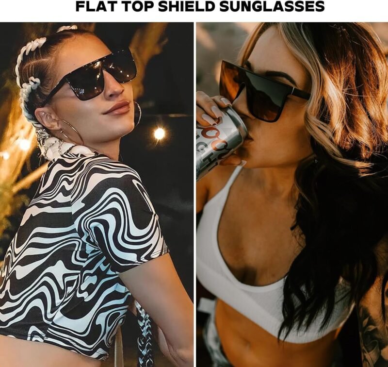 Carsbyvictor Sunglasses Square Polarized Oversized Square Sunglasses for Women Men, Trendy Flat Top Fashion Shield Shades MS52363