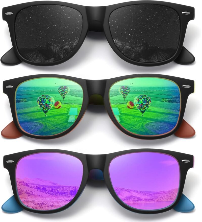 Carsbyvictor Sunglasses Polarized Sunglasses Wayfarerfor Women Men Classic Retro Trendy Driving Sun Glasses UV400 Protection (3 Pack)