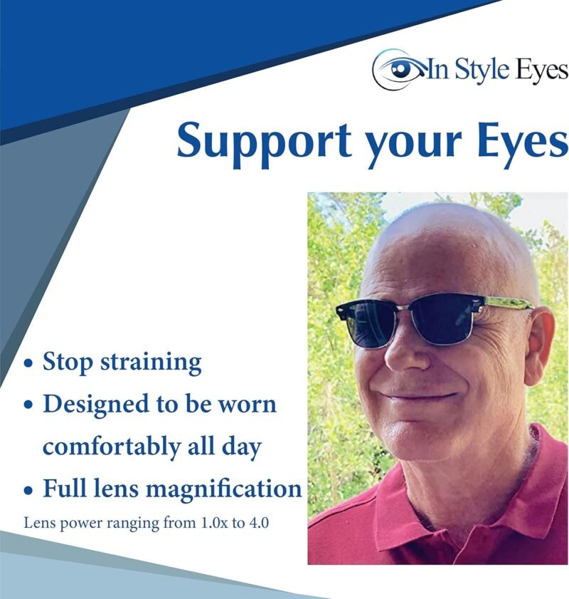 Carsbyvictor Sunglasses Browline Reading Sunglasses – Semi-rimless Reader Glasses, Browline Frame – Non-Polarized Lens