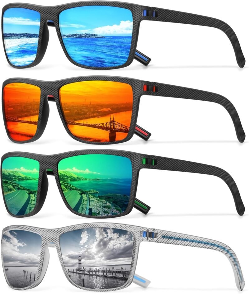 Carsbyvictor Sunglasses Square Polarized Sunglasses Wayfarerfor Men Vintage Style Driving Travel Sun Glasses Lightweight Frame UV Protection Goggles