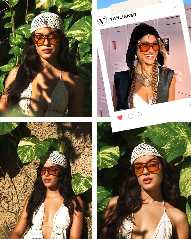 Carsbyvictor Sunglasses Square  Retro 70s Square Aviator Sunglasses for Women Men Vintage Trendy Rectangle Sun Glasses VL9816