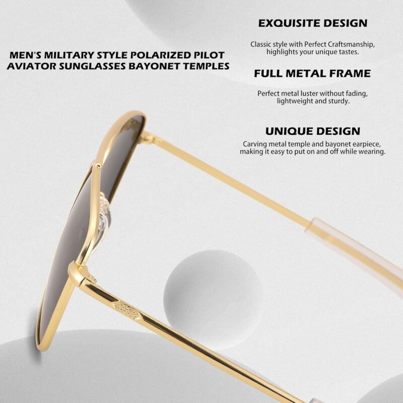 91al0GQi8YL._AC_SL1500 Carsbyvictor SunglassesPro Sunglasses Men Polarized Sunglasses Military Style Metal Frame with Bayonet Temples