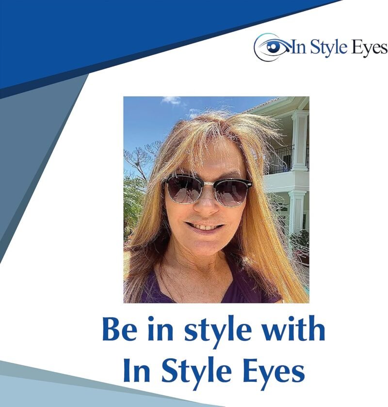 Carsbyvictor Sunglasses Browline  Reading Sunglasses – Semi-rimless Browline Frame Reader Glasses, Non-Polarized Aspheric Lens